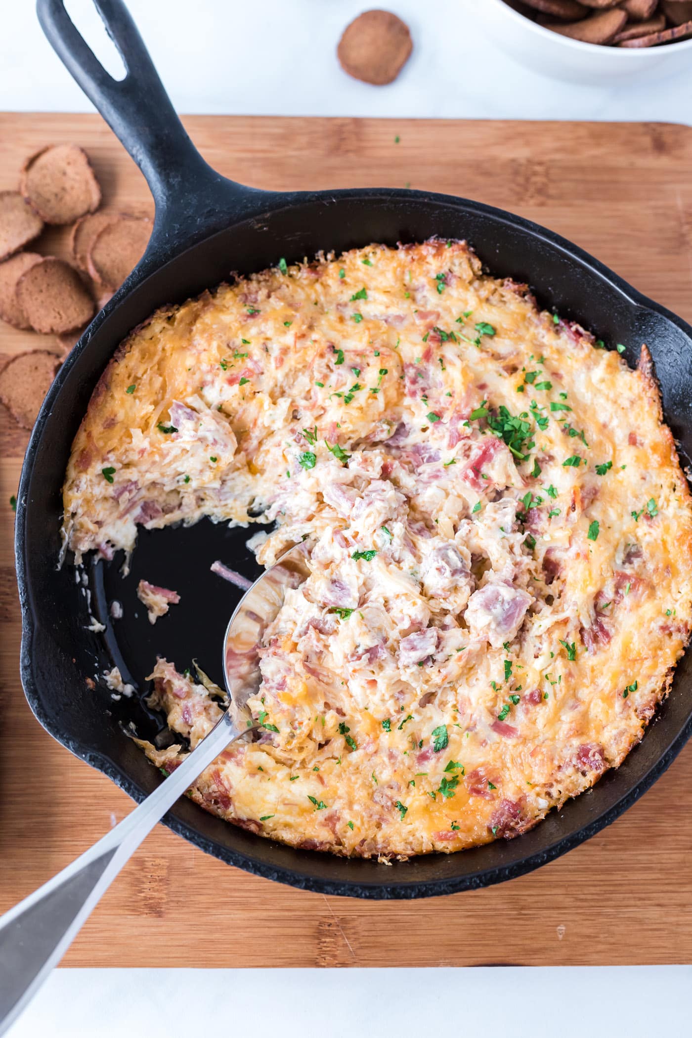Reuben Dip IN A CAST IRON SKILLET