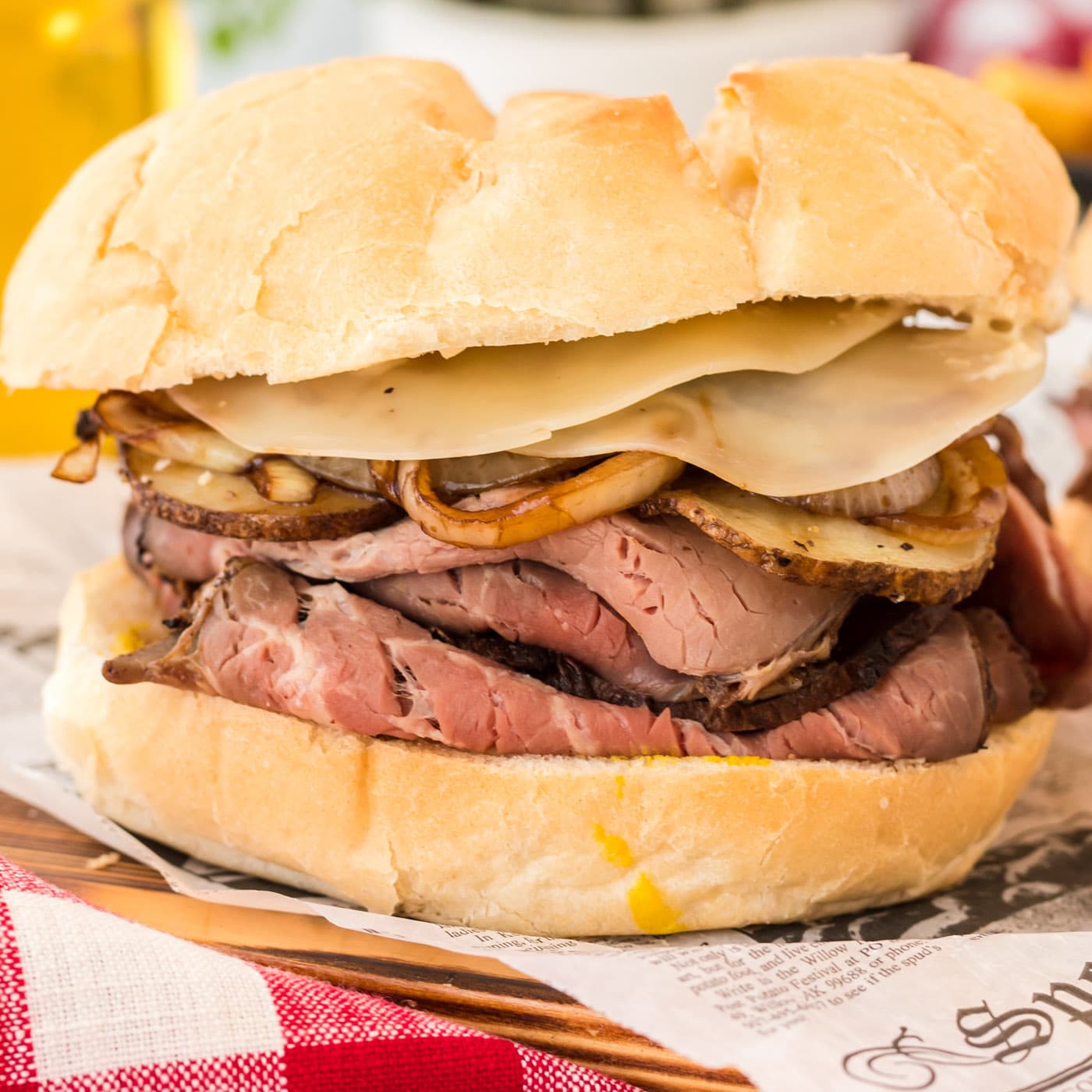 Close up of a Roast Beef Sandwich
