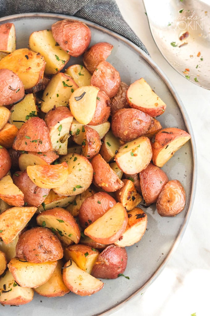roasted potatoes on a plate
