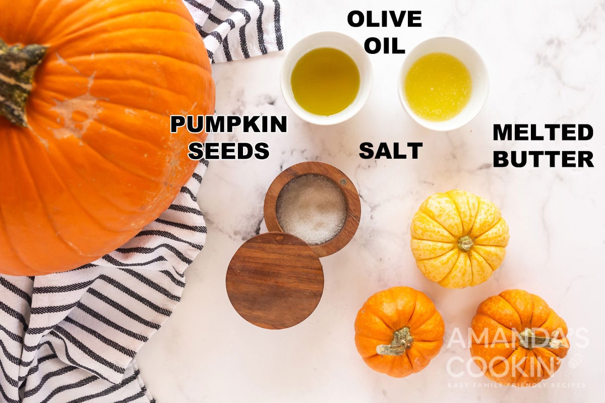 labeled ingredients to make roasted pumpkin seeds