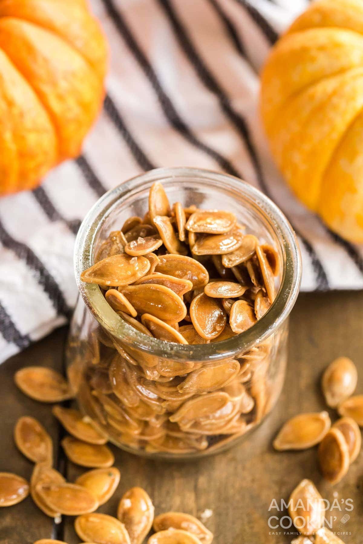 jar of roasted pumpkin seeds