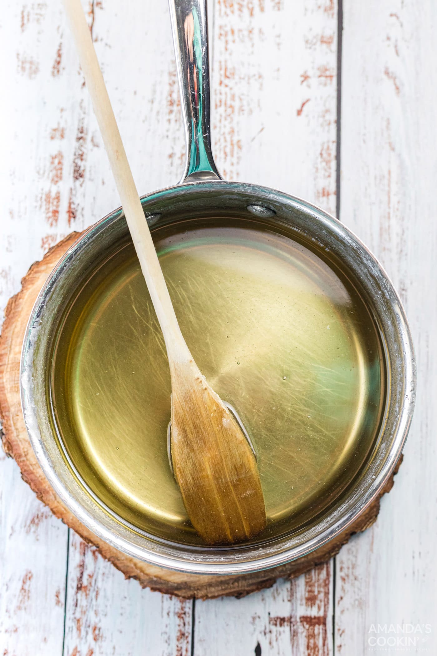 sugar and water in saucepan