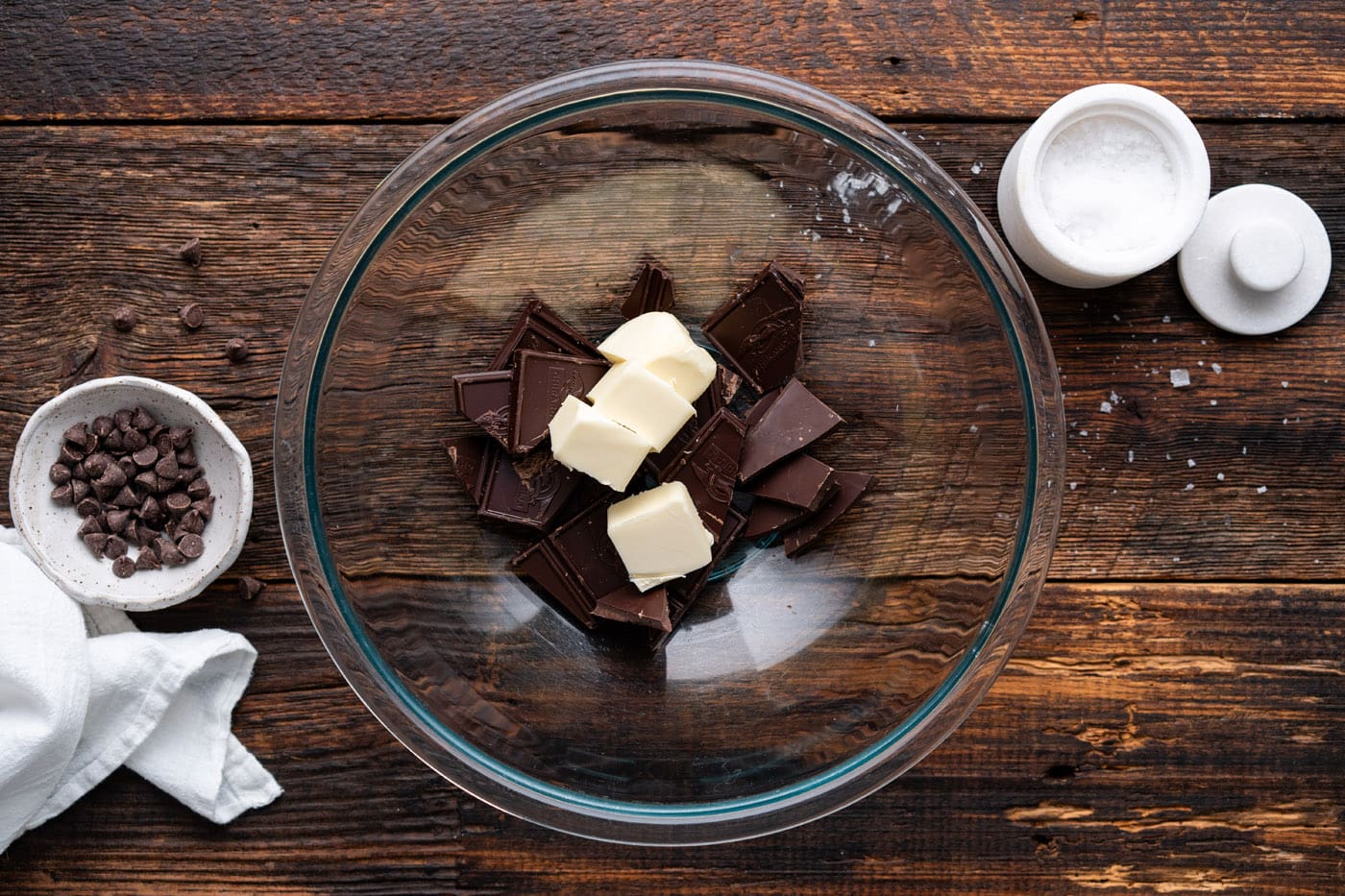 dark chocolate and butter in a bowl