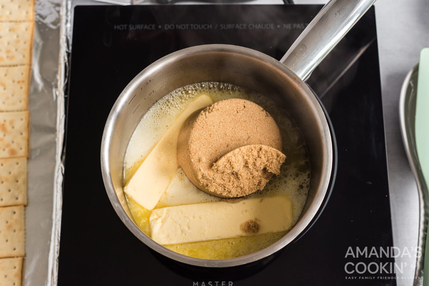 brown sugar and butter in a saucepan