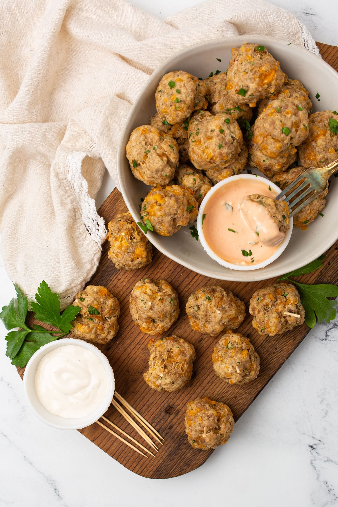 Sausage Balls on a tray