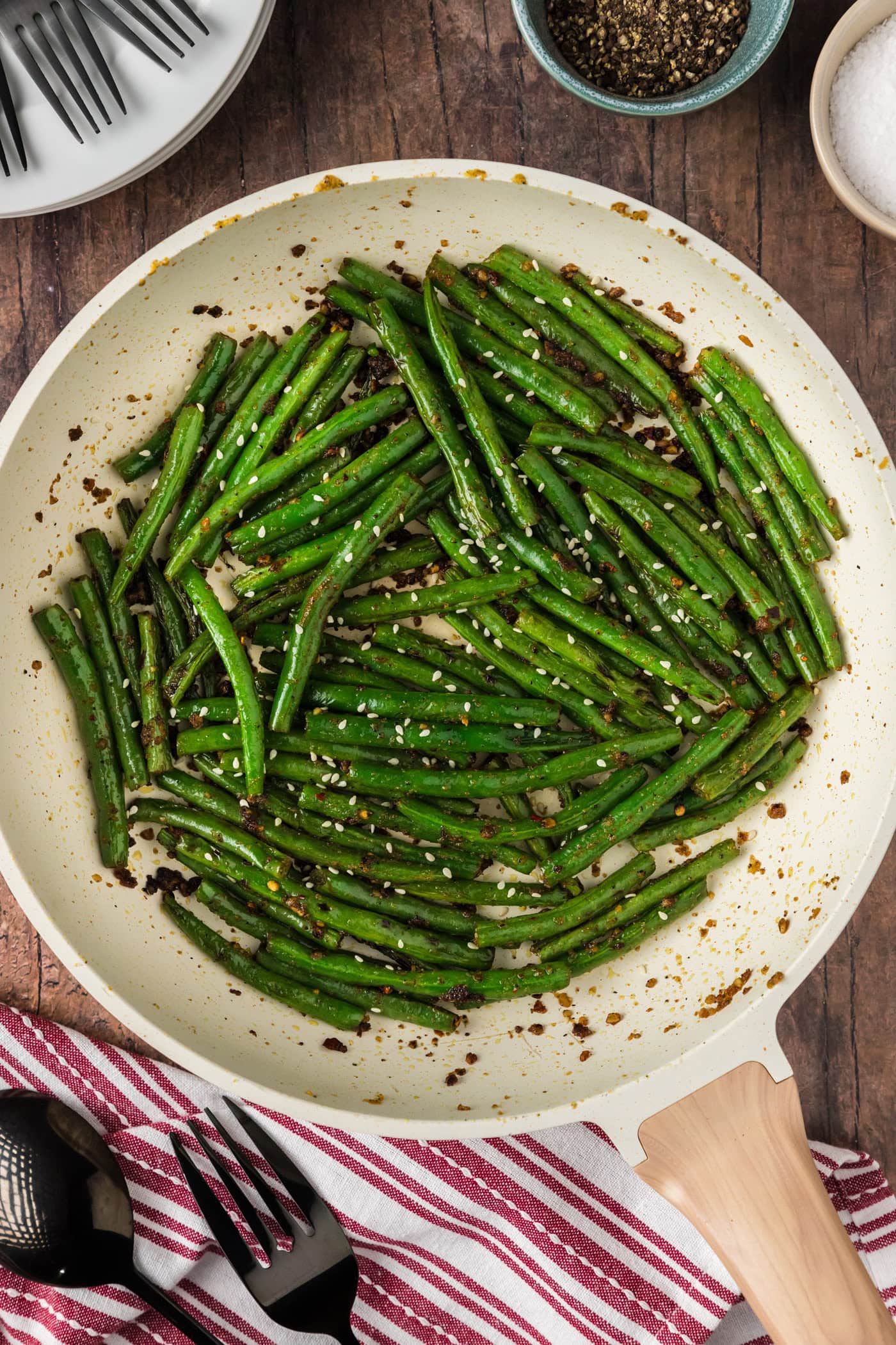 Sautéed Green Beans in a skillet