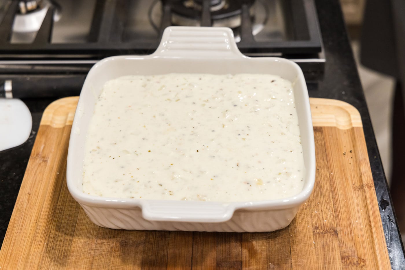 scalloped potatoes in a dish