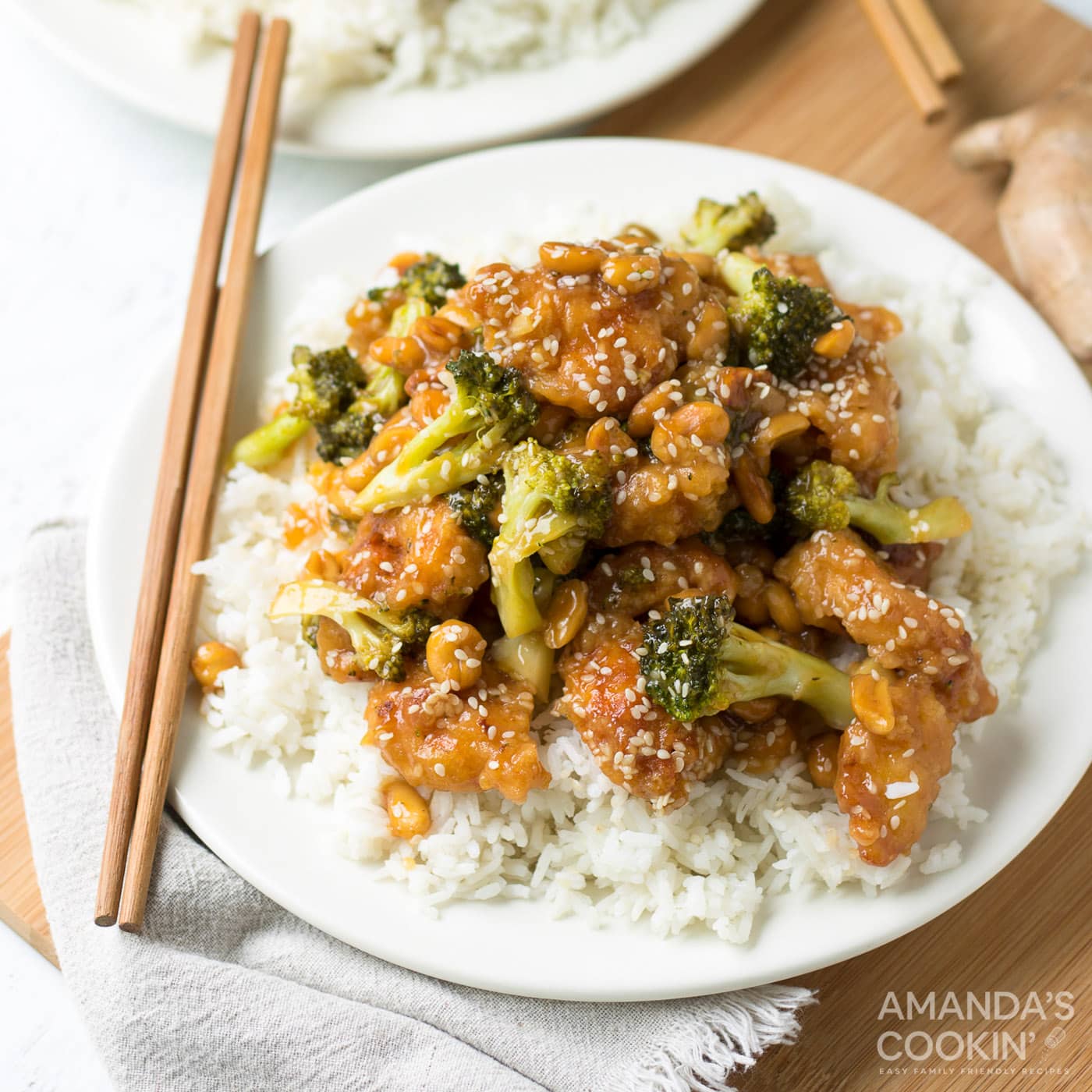 sesame chicken on plate