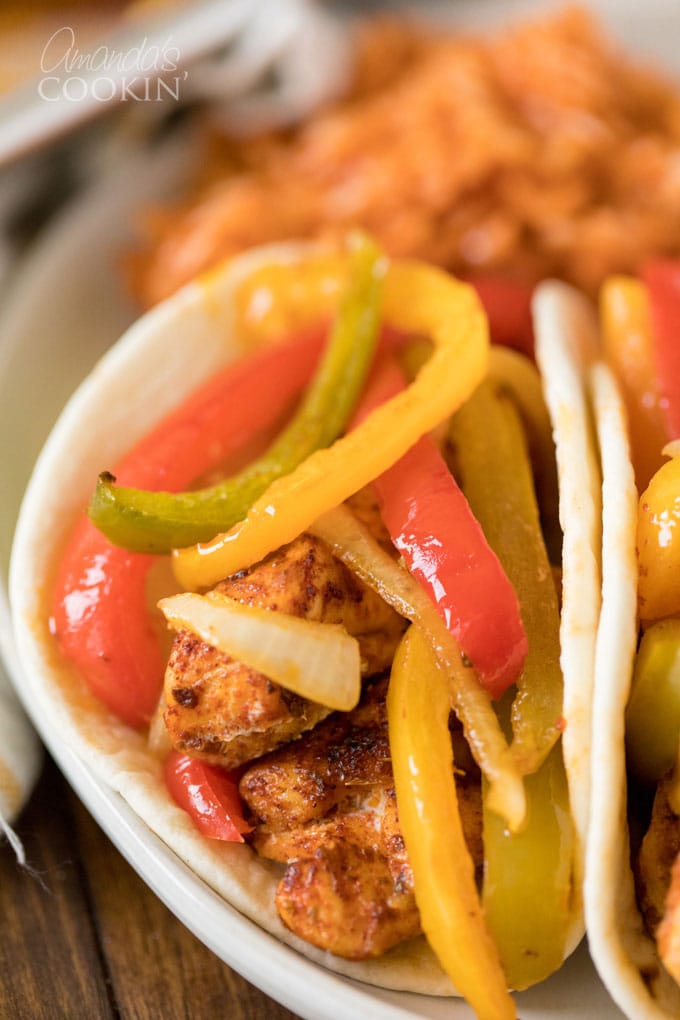 close up of chicken fajita