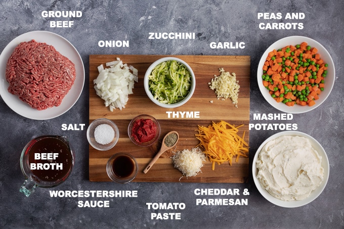 ingredients to make shepherds pie