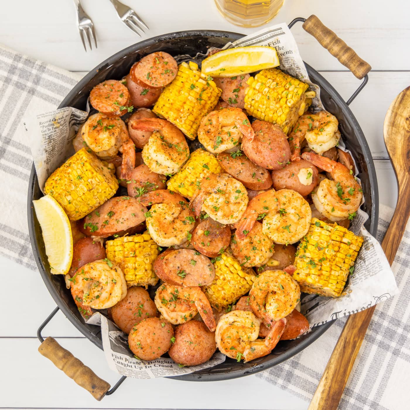 Shrimp Boil in a round platter