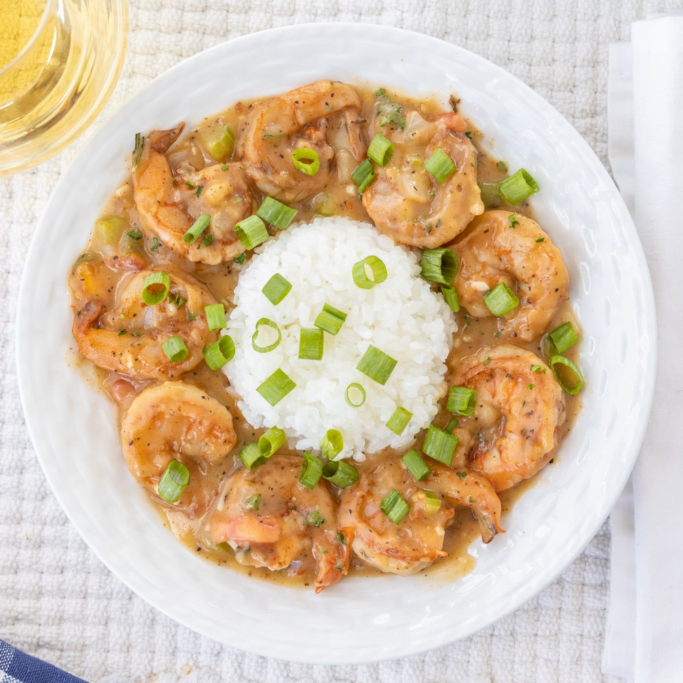 bowl of Shrimp Etoufee with rice