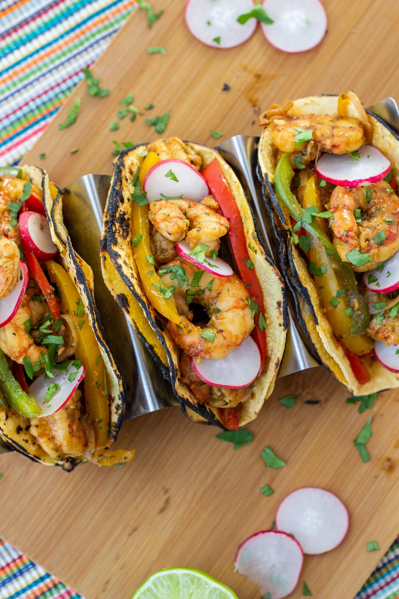 Shrimp Fajitas in tortillas