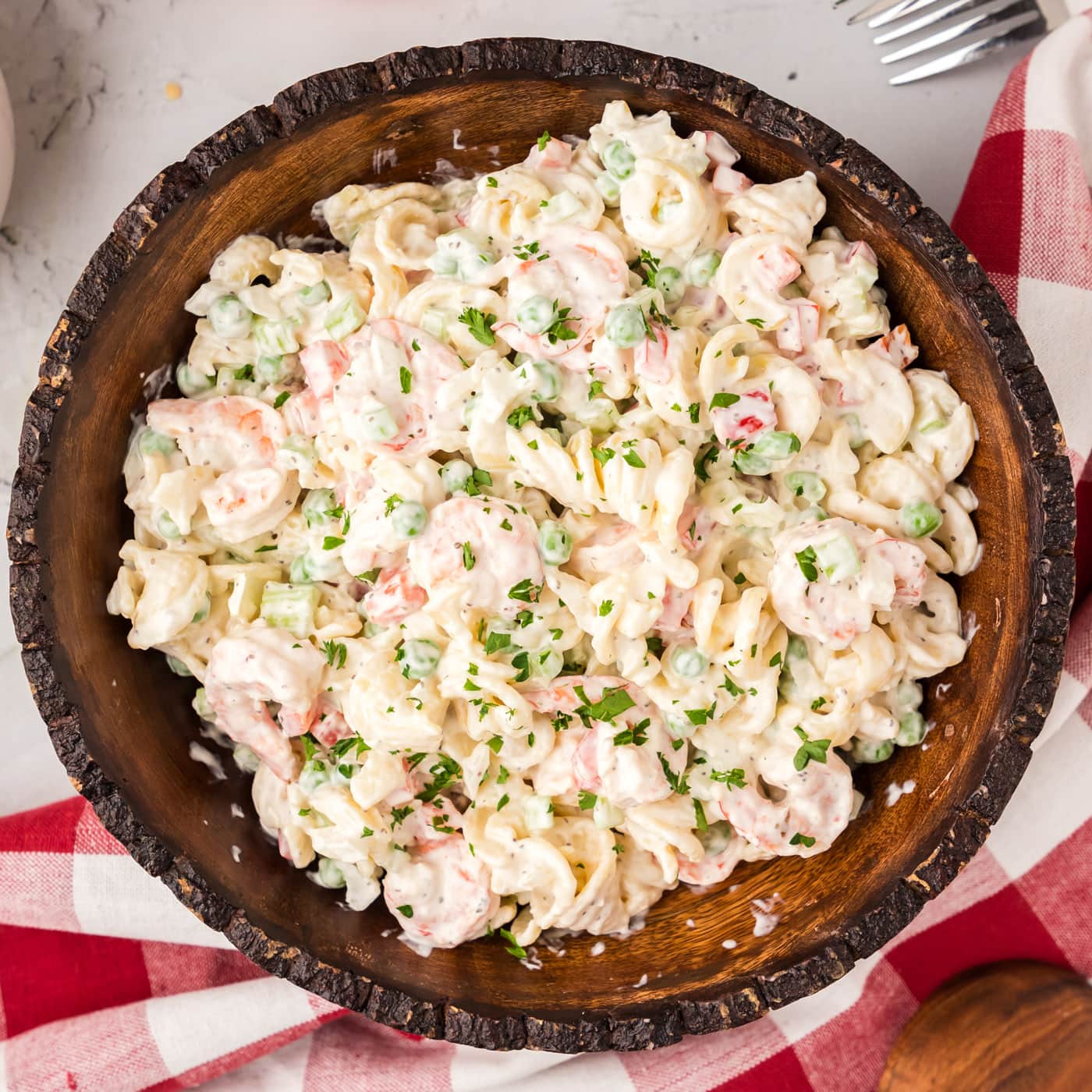 Bowl of Shrimp Pasta Salad