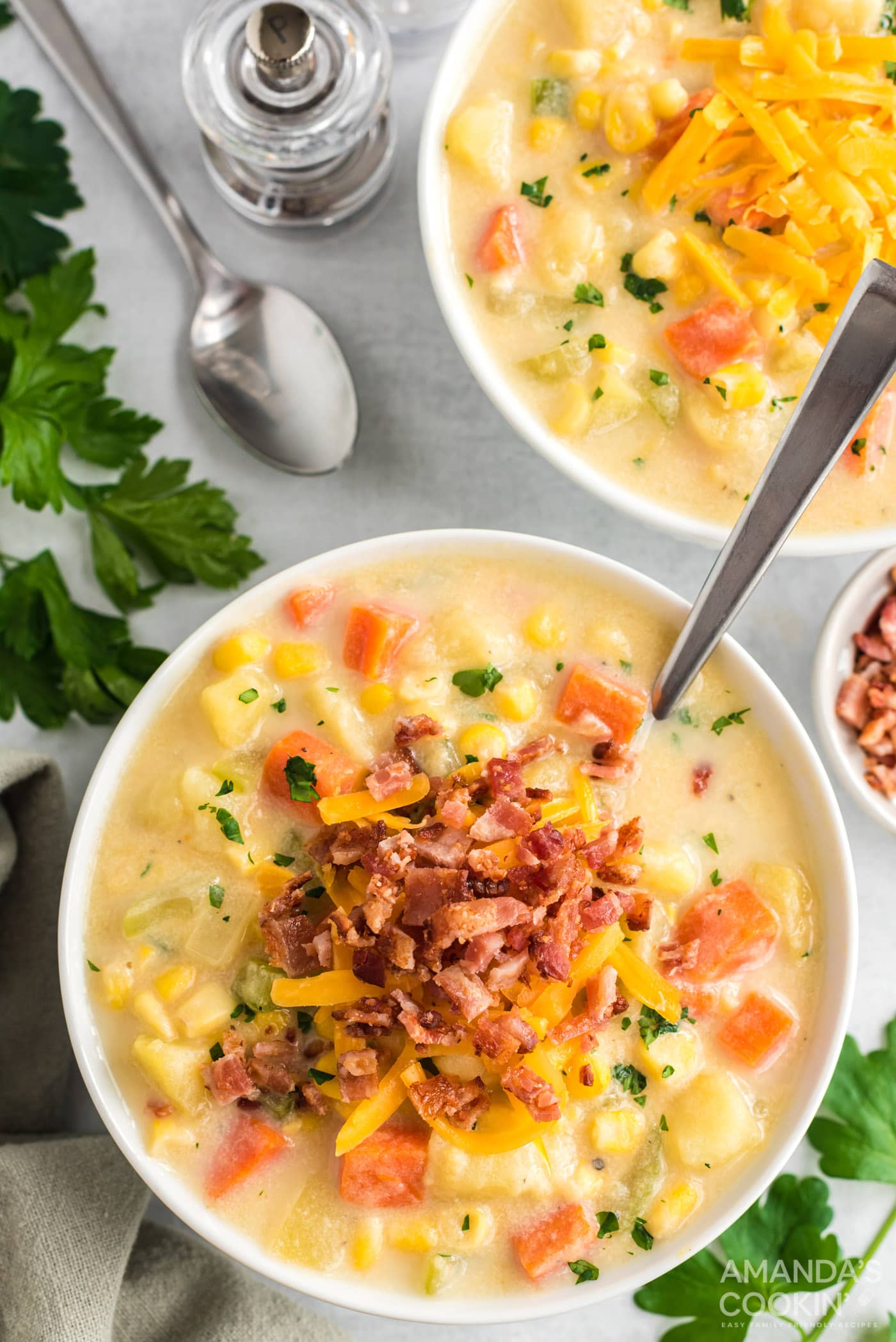 bowl of simple corn chowder