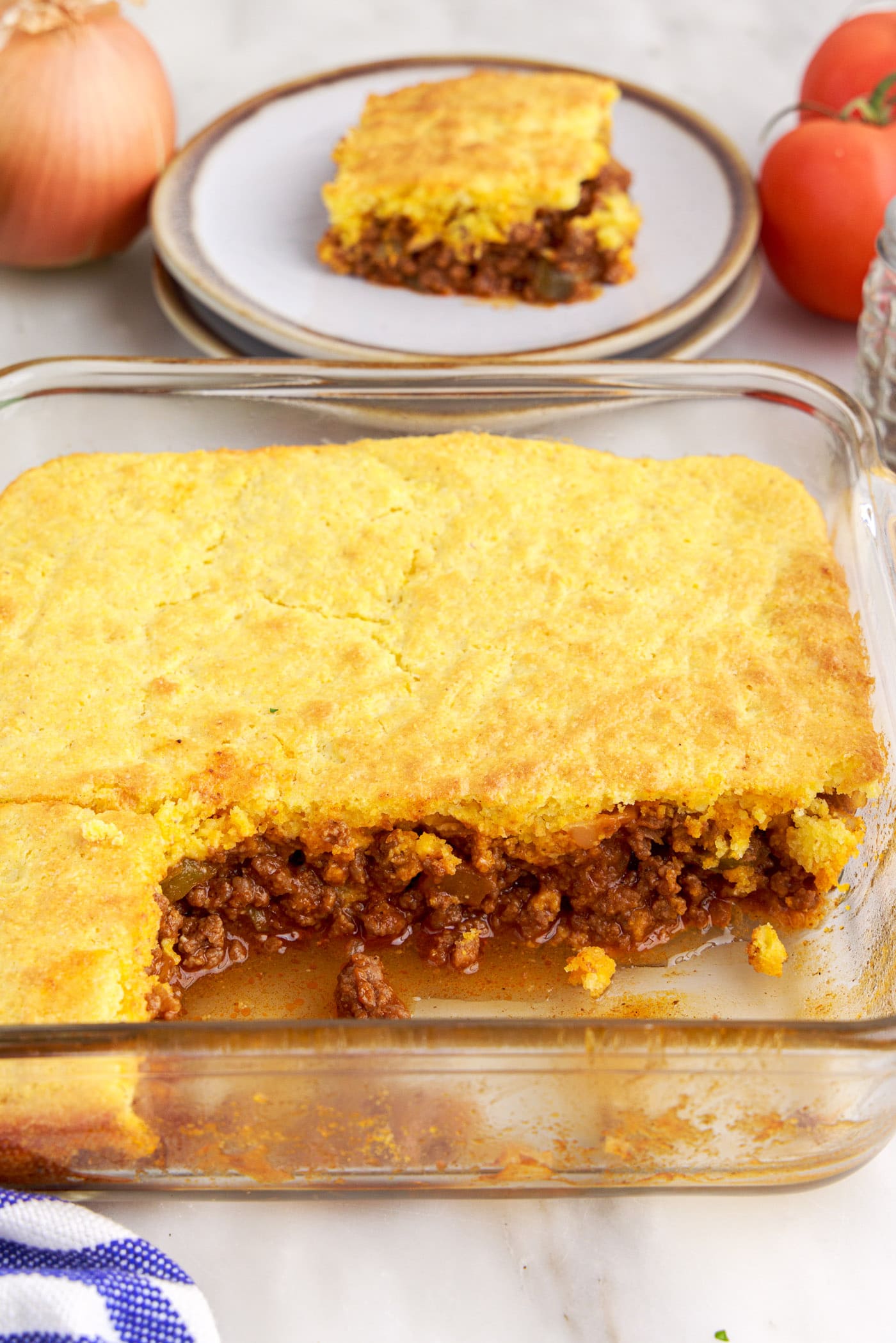 pan of Sloppy Joe Cornbread Casserole