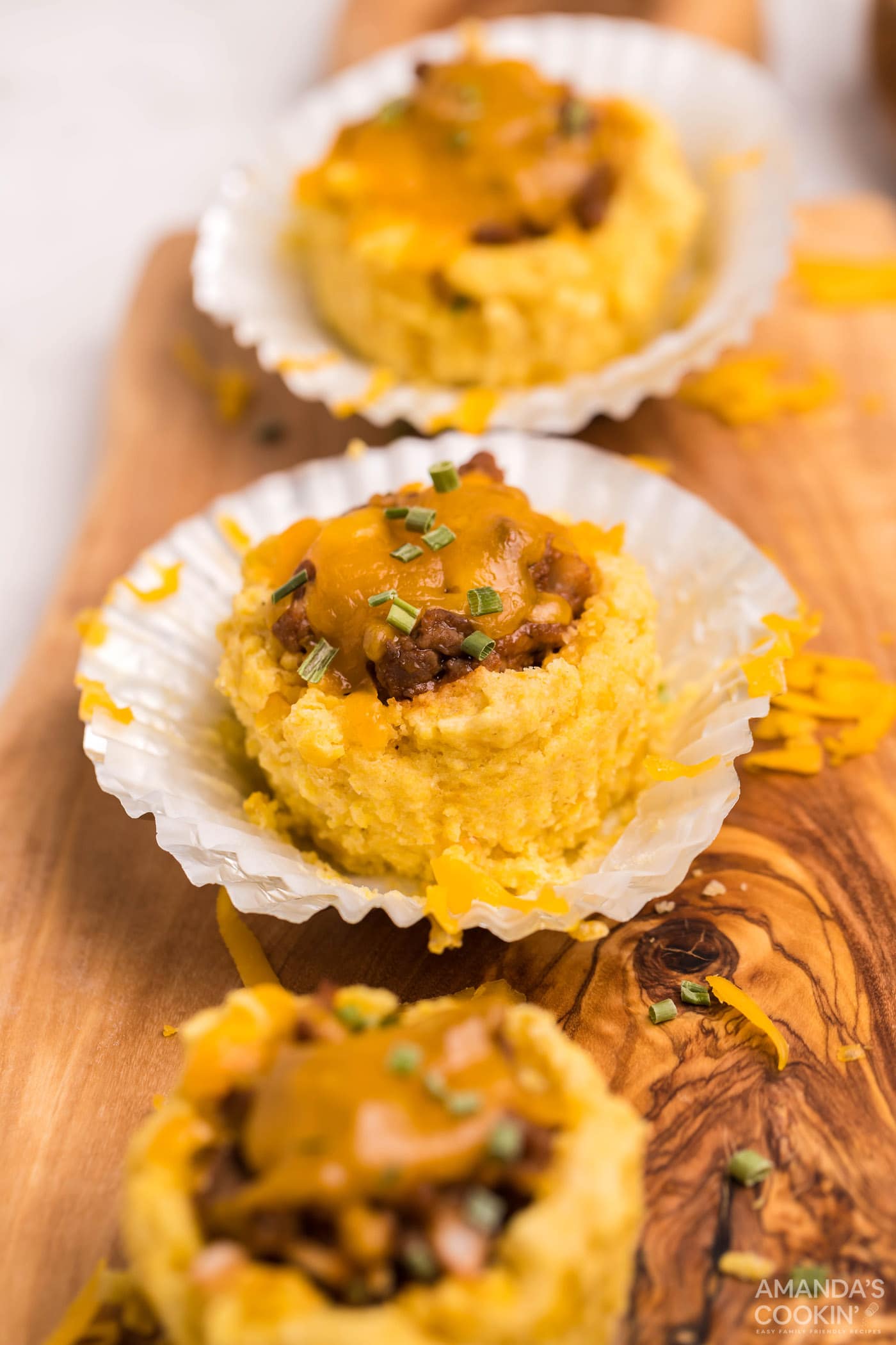 Sloppy Joe Corn Muffins in paper liners