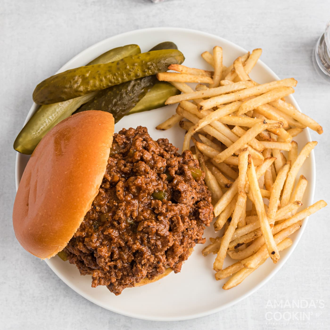 sloppy joe sandwich with fries