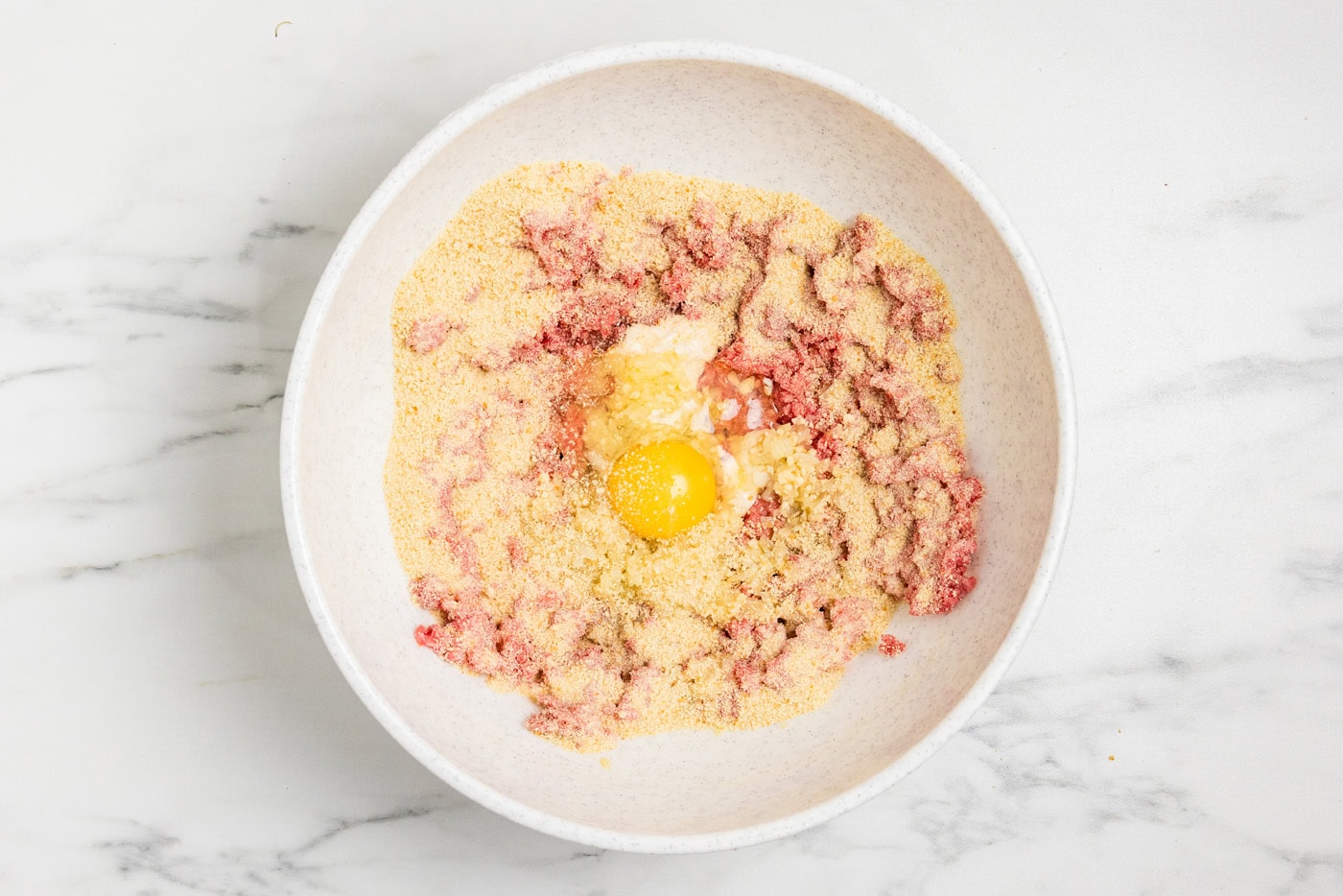 meatball ingredients in bowl