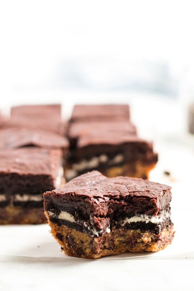 Slutty brownie with a bite taken out of it