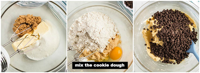 step photo collage of making cookie dough