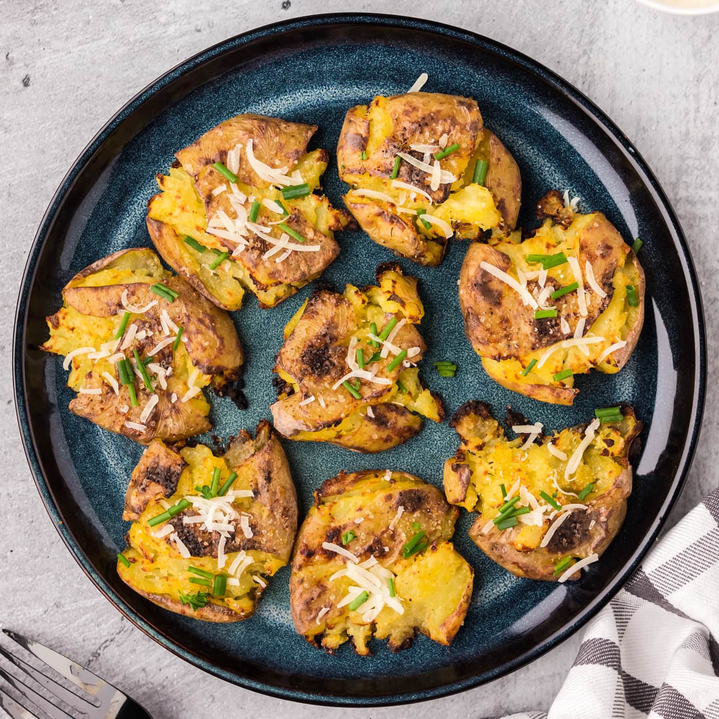 Smashed Potatoes on a plate