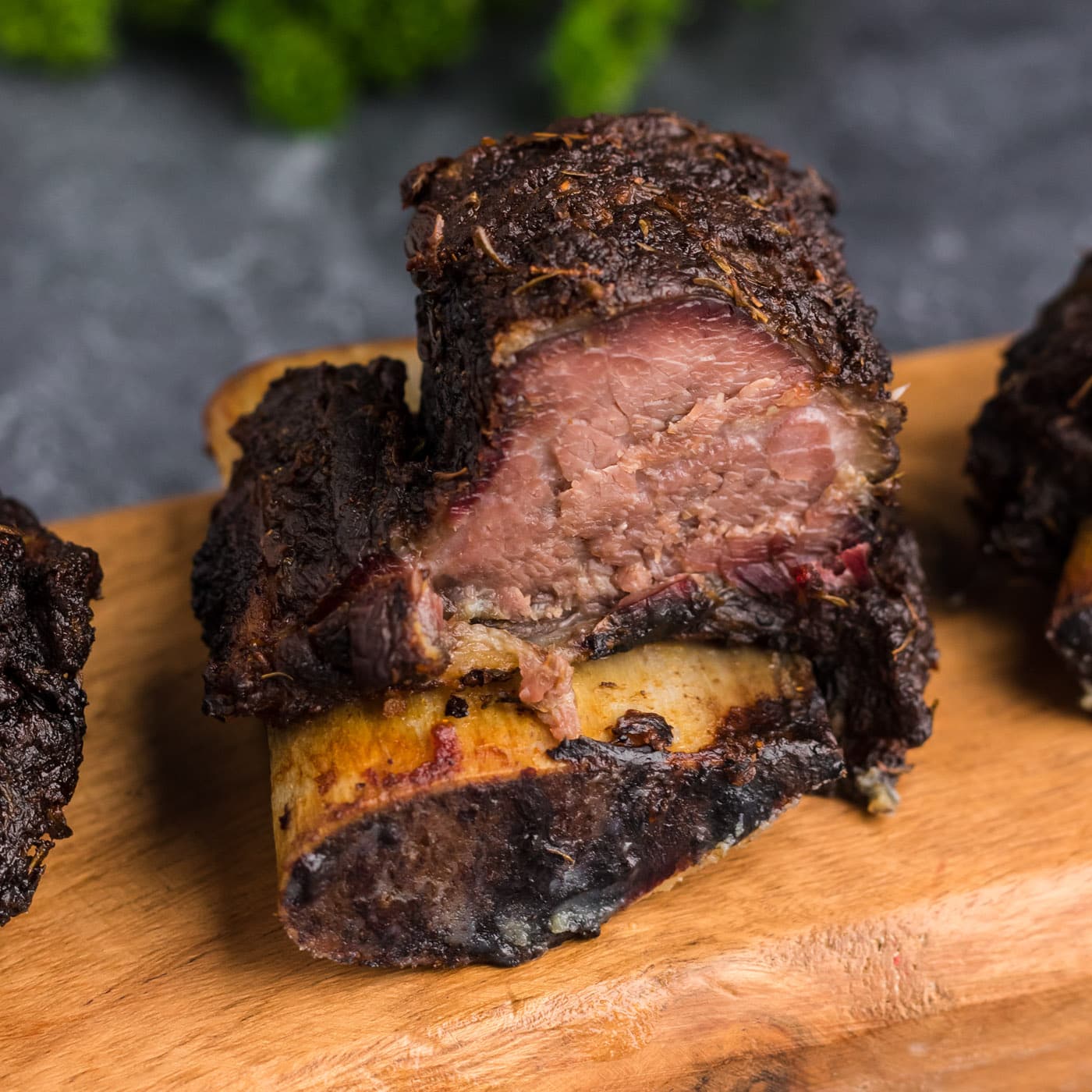 Close up photo of a Smoked Beef Short Rib
