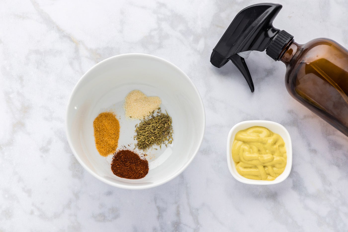 seasoning ingredients and spray mixture for beef short ribs in the smoker