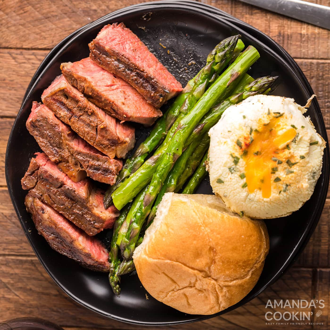 Smoked Ribeye with potatoes and asparagus