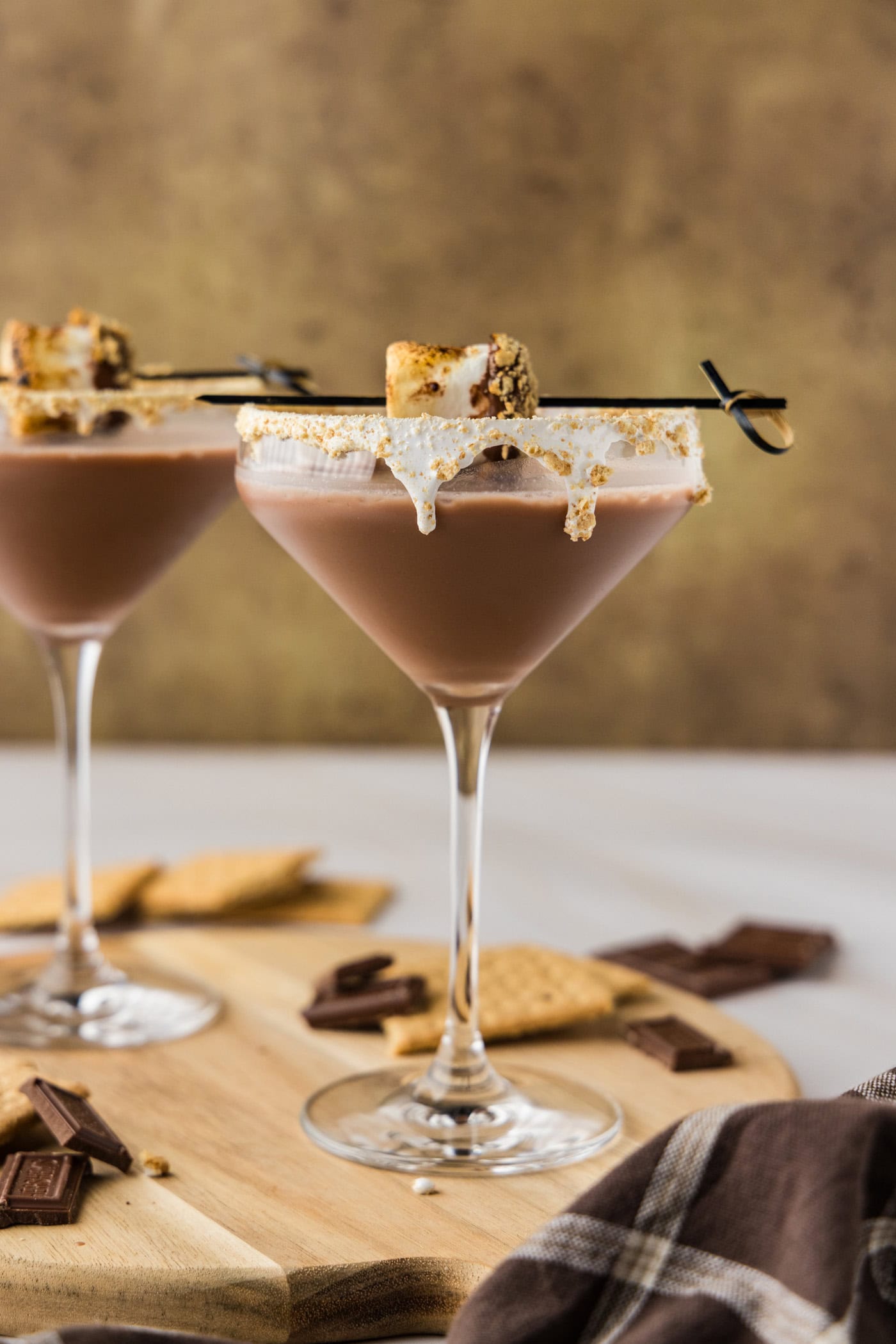 a S'mores Martini with marshmallow garnish