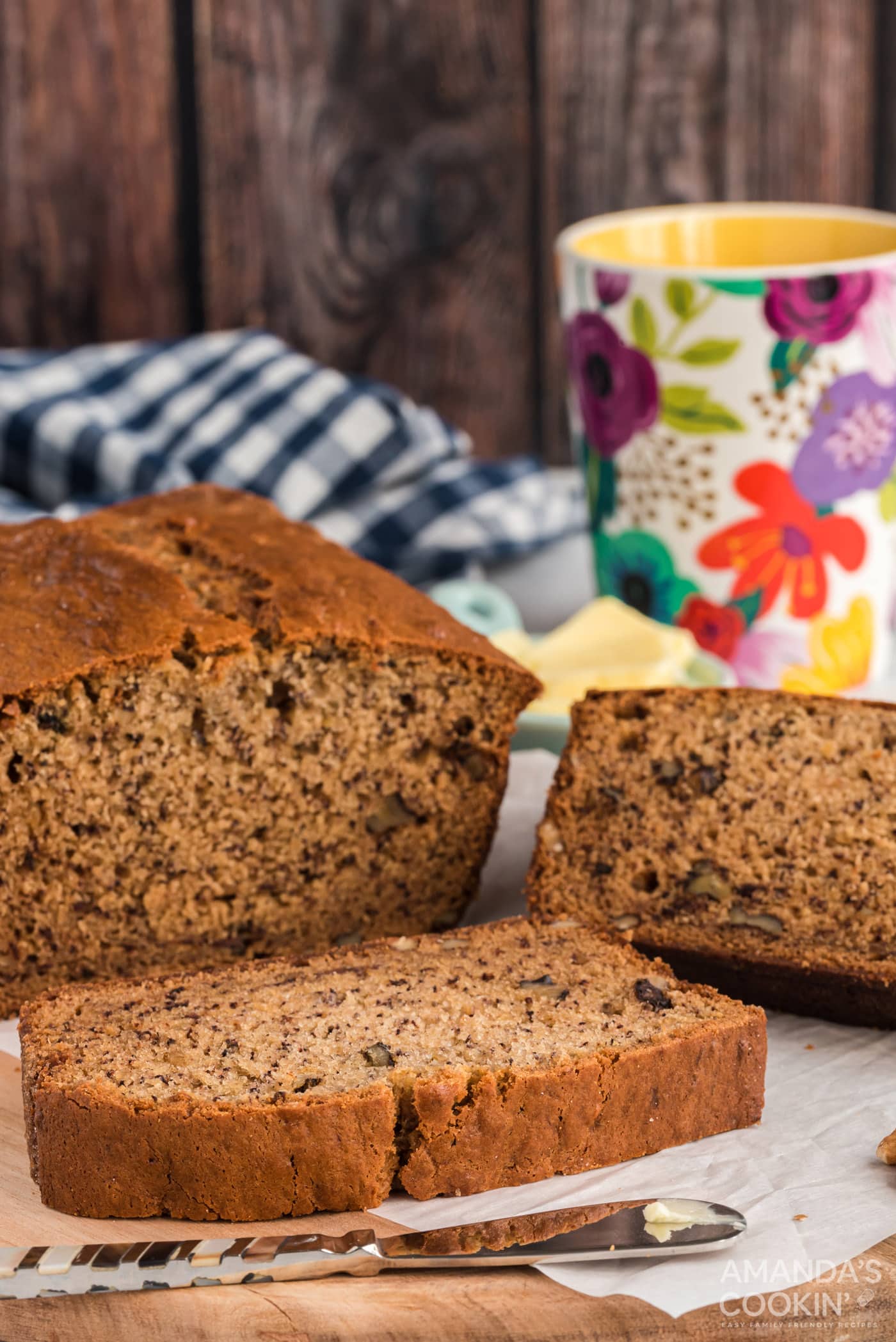 sliced banana bread