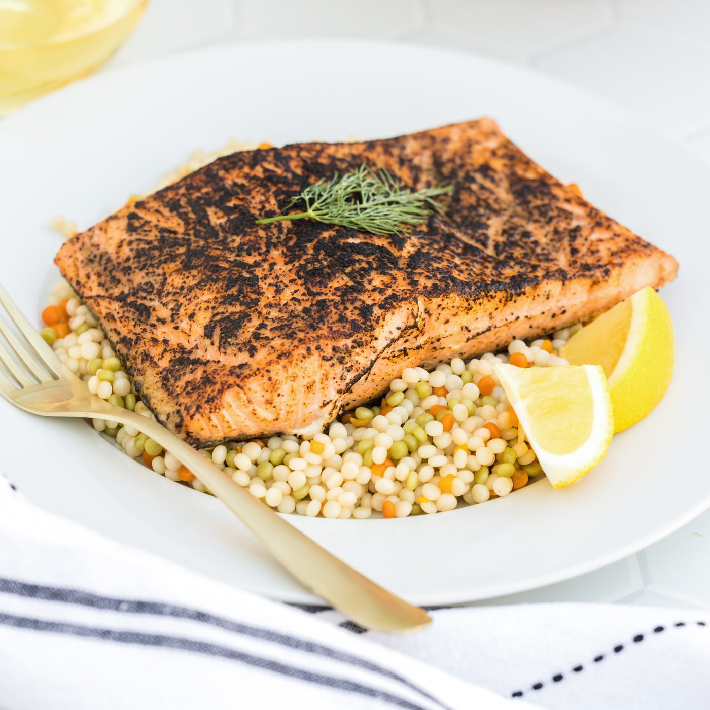 Sous Vide Salmon on a plate with a fork