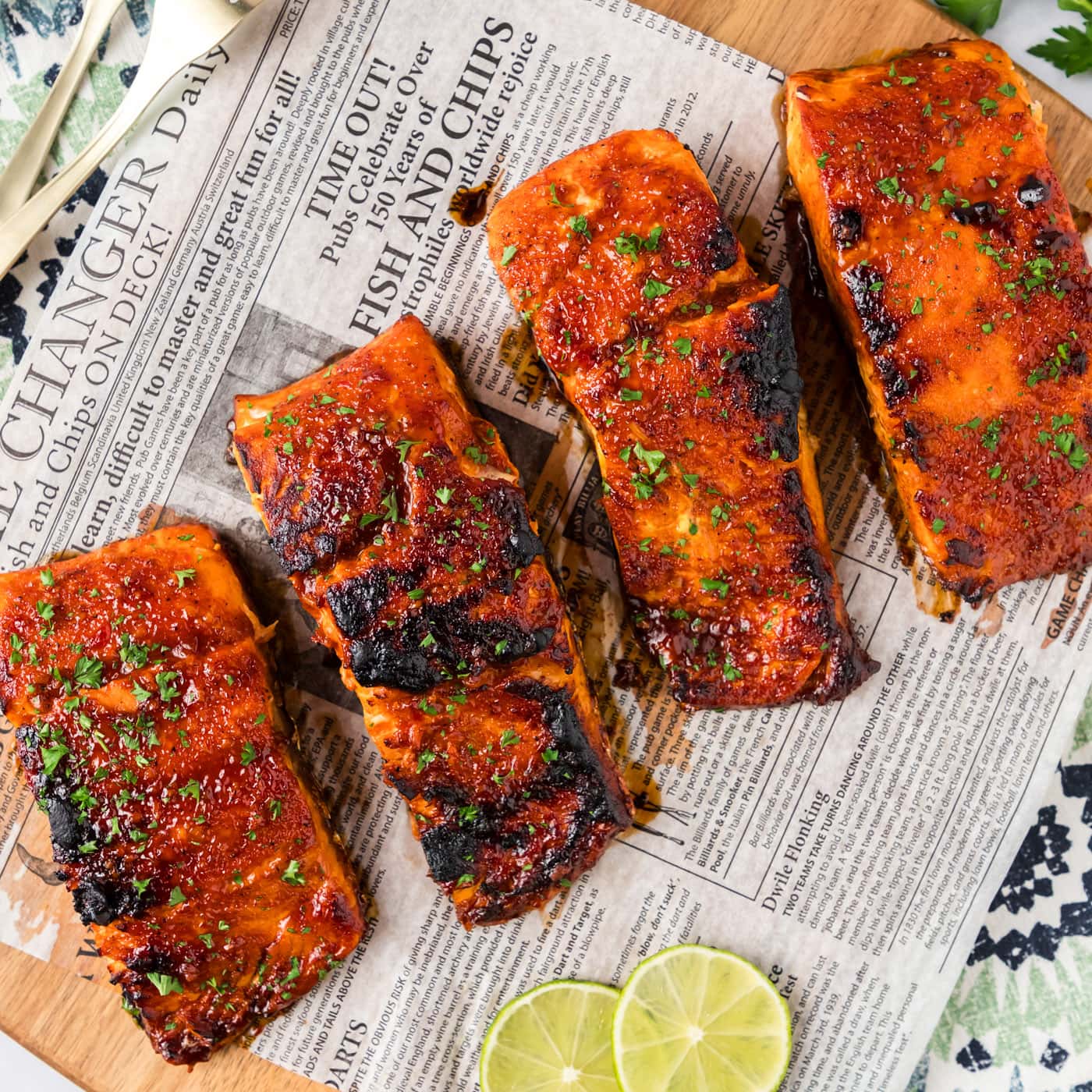 Spicy Salmon on parchment paper
