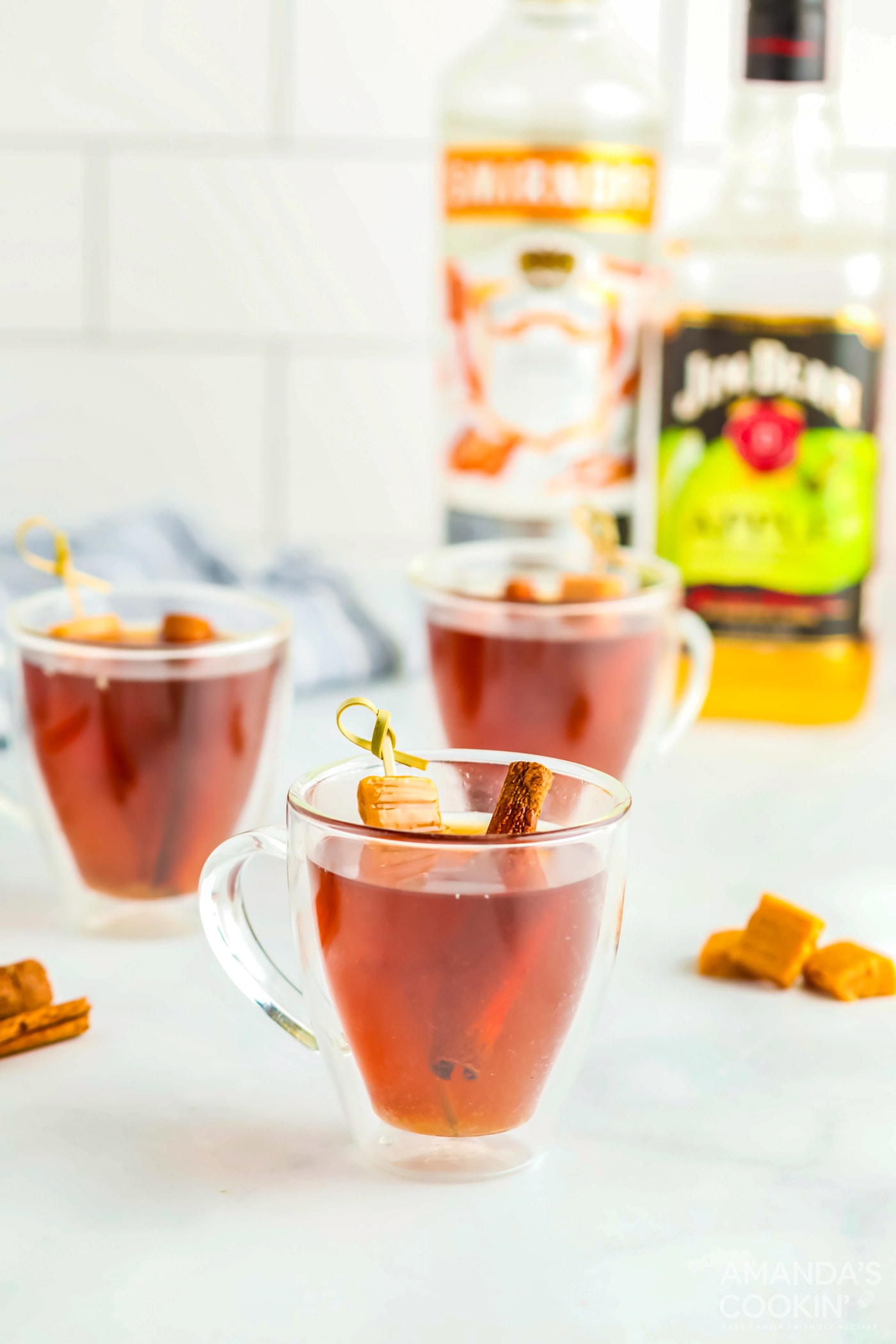3 mugs of Spiked Caramel Apple Cider