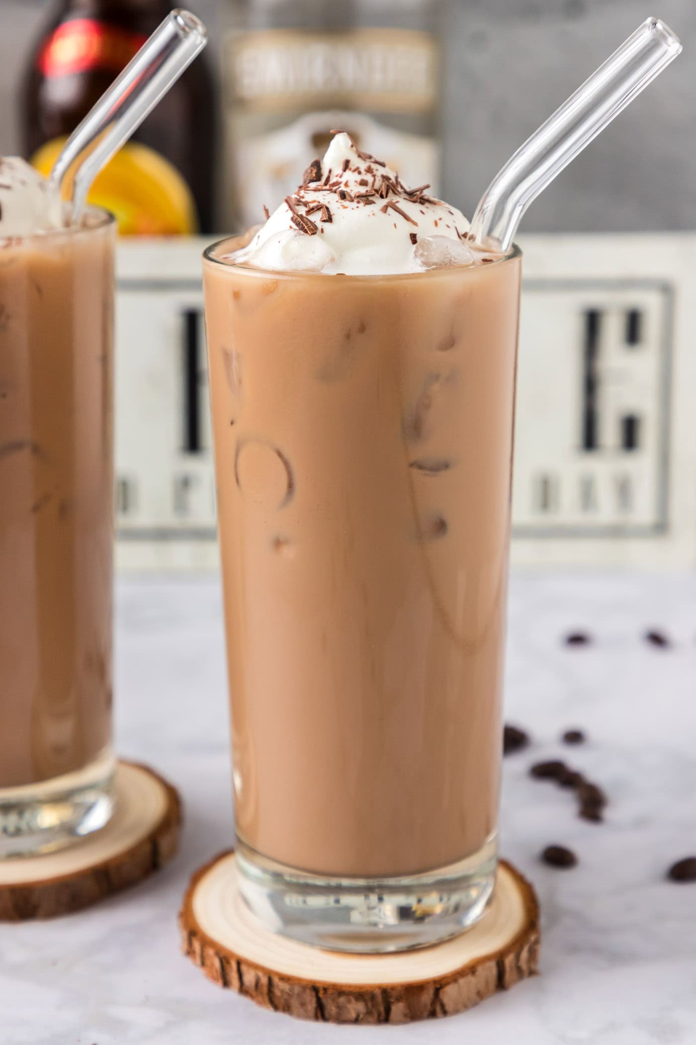 Close up photo of a Spiked Iced Coffee