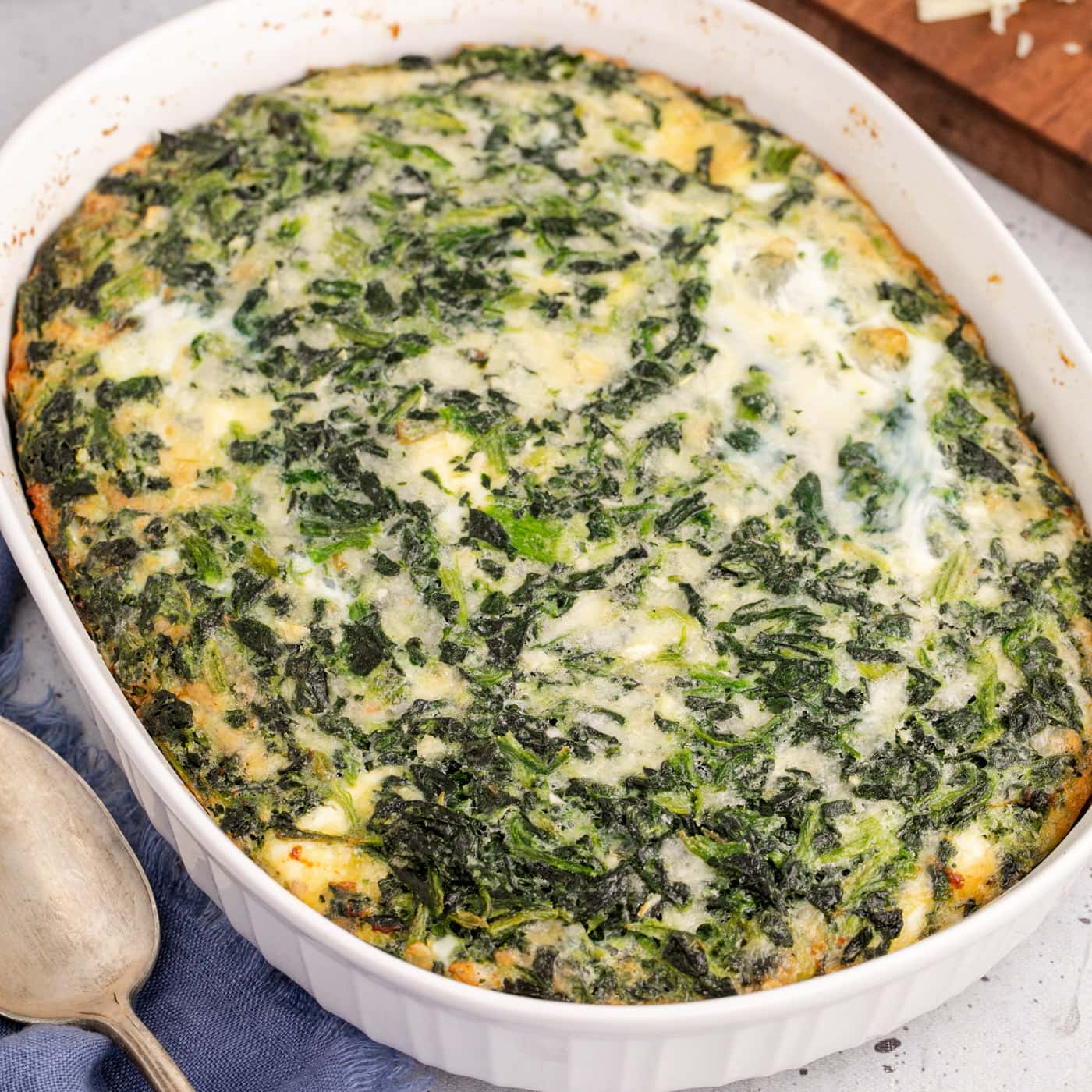 Close up photo of a Spinach Souffle