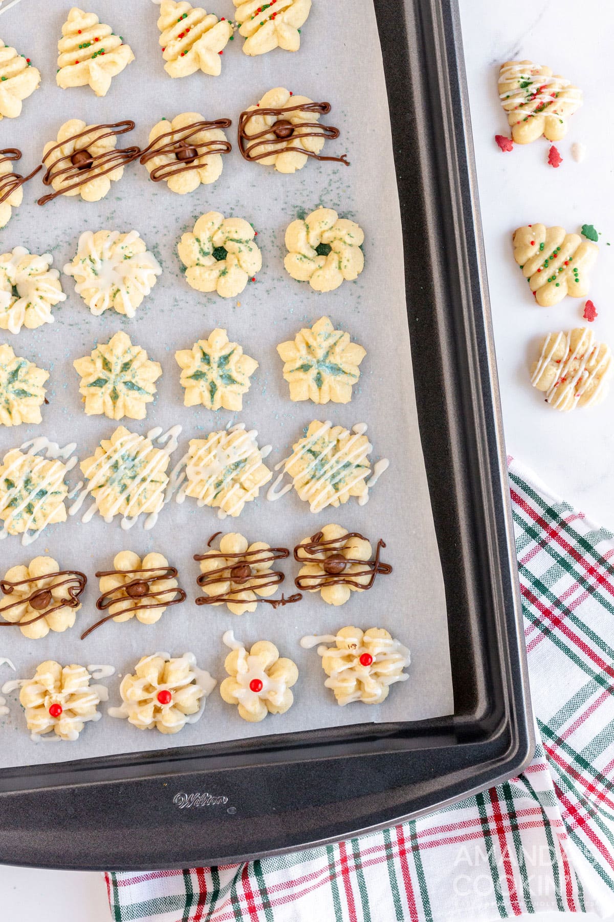 baking sheet of spritz cookies