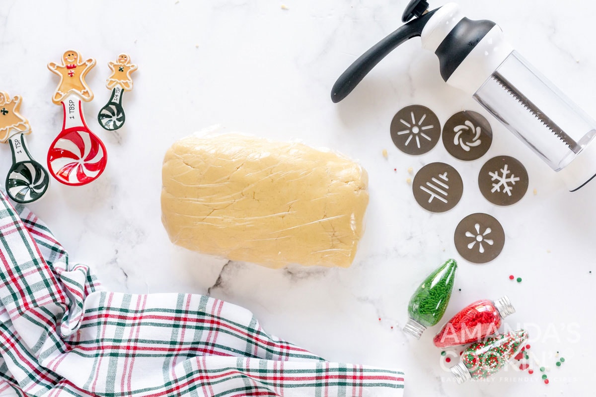 cookie dough in plastic wrap
