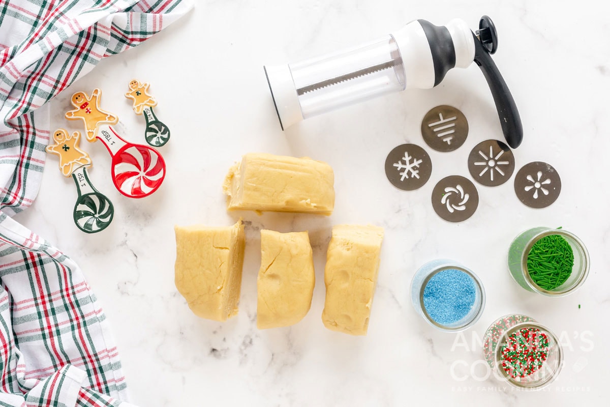 cookie dough cut into pieces