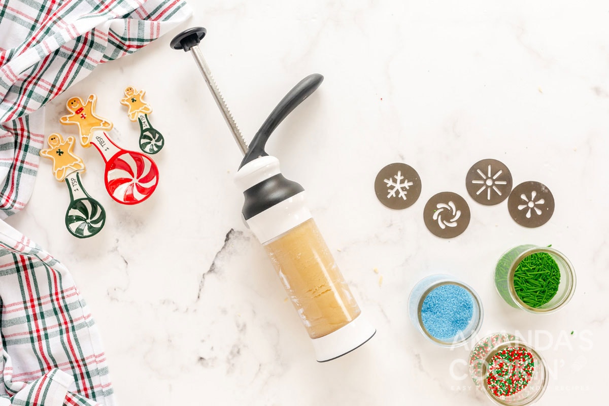 cookie dough in a cookie press
