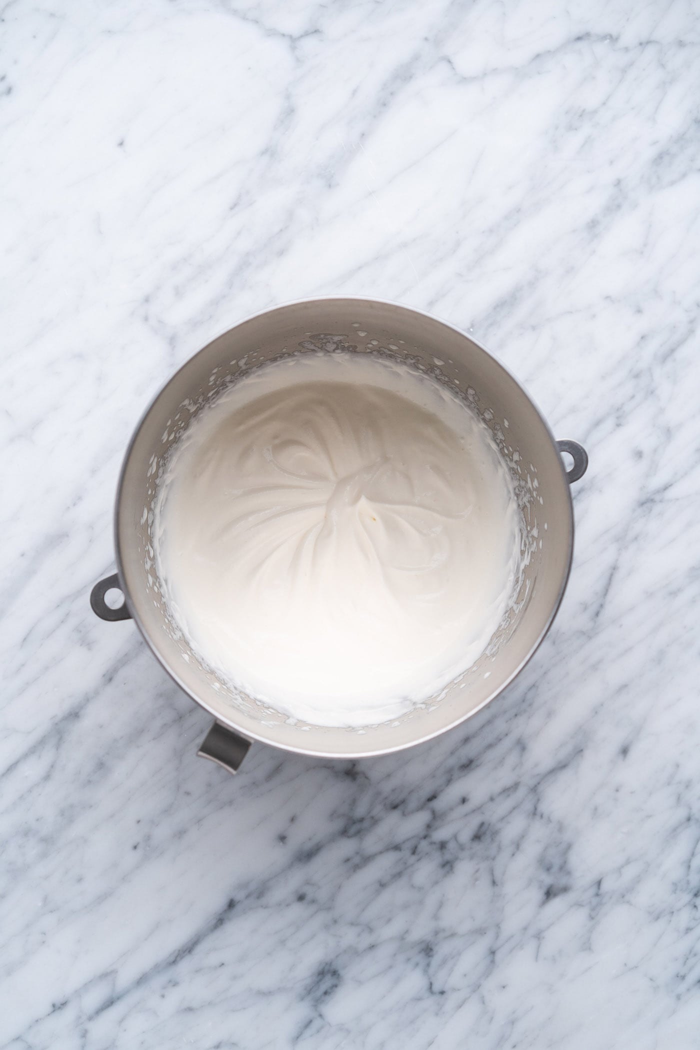 whipped cream in a mixing bowl