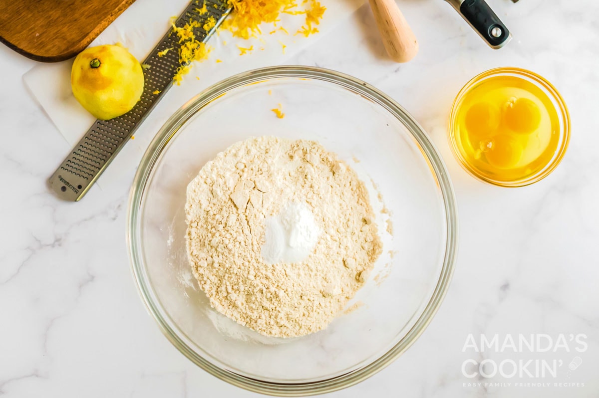 dry ingredients in a glass bowl