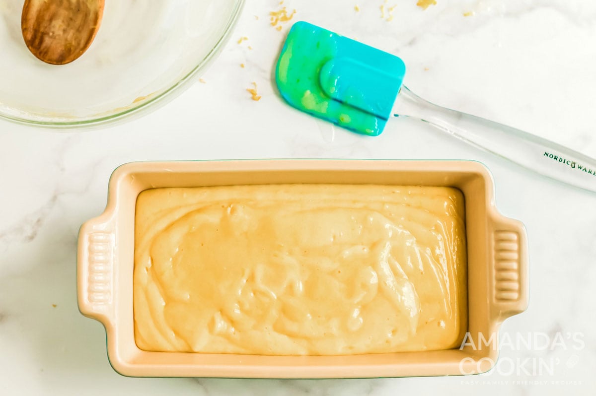 batter in a loaf pan