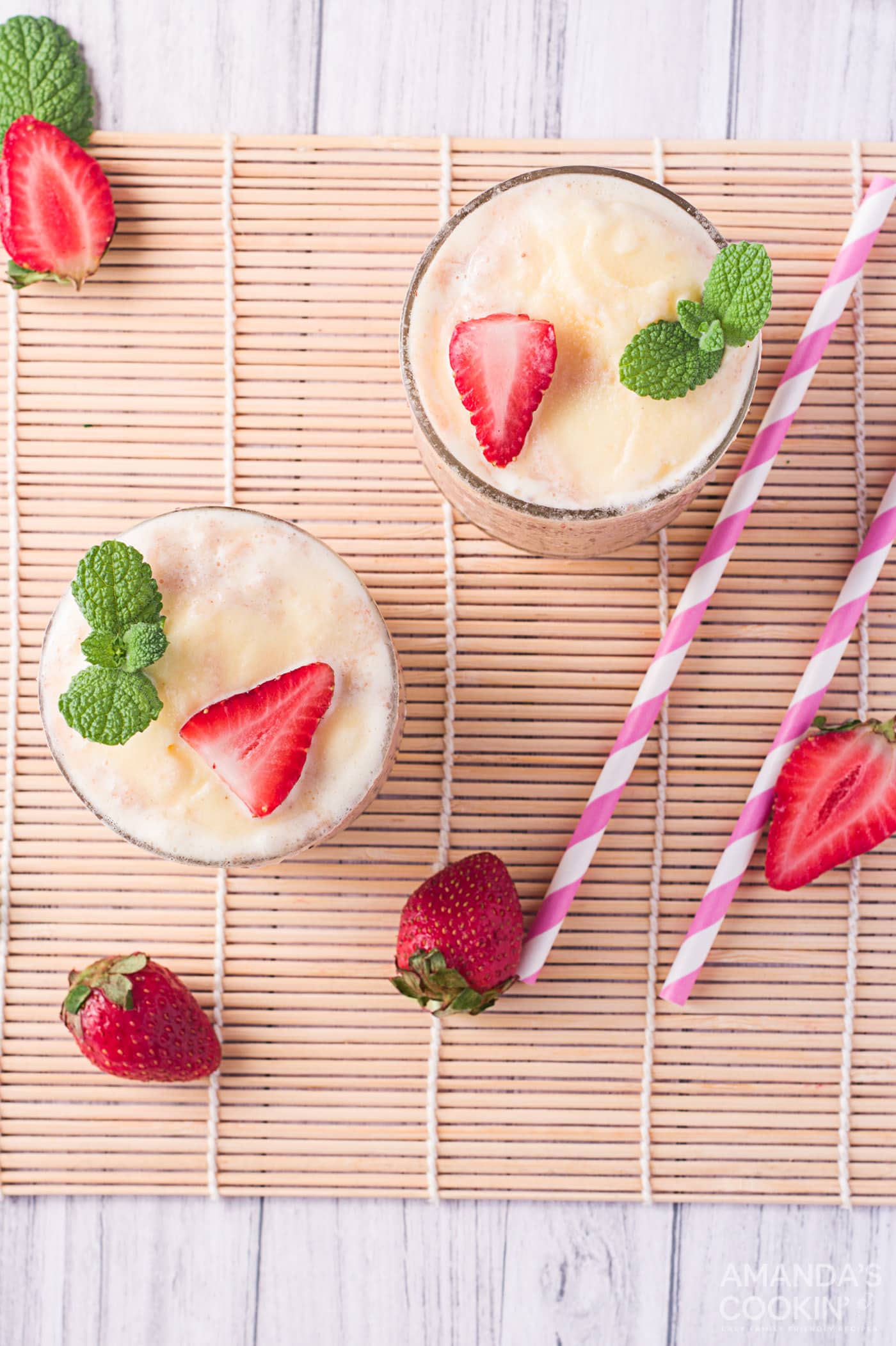 overhead photo of Strawberry Banana Fizzy Float