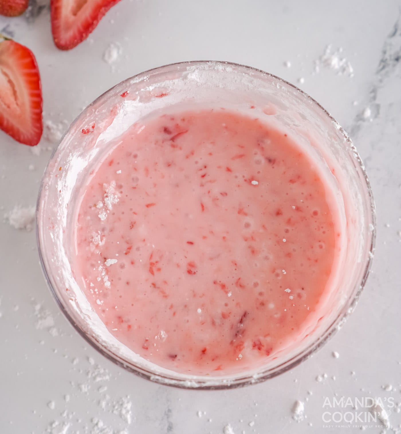 strawberry lemon glaze in a bowl
