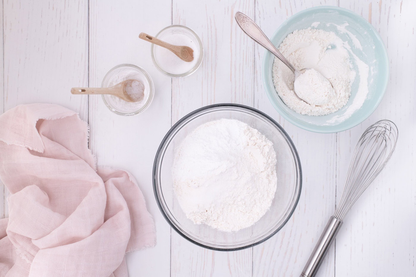 flour, baking powder, and salt in a bowl