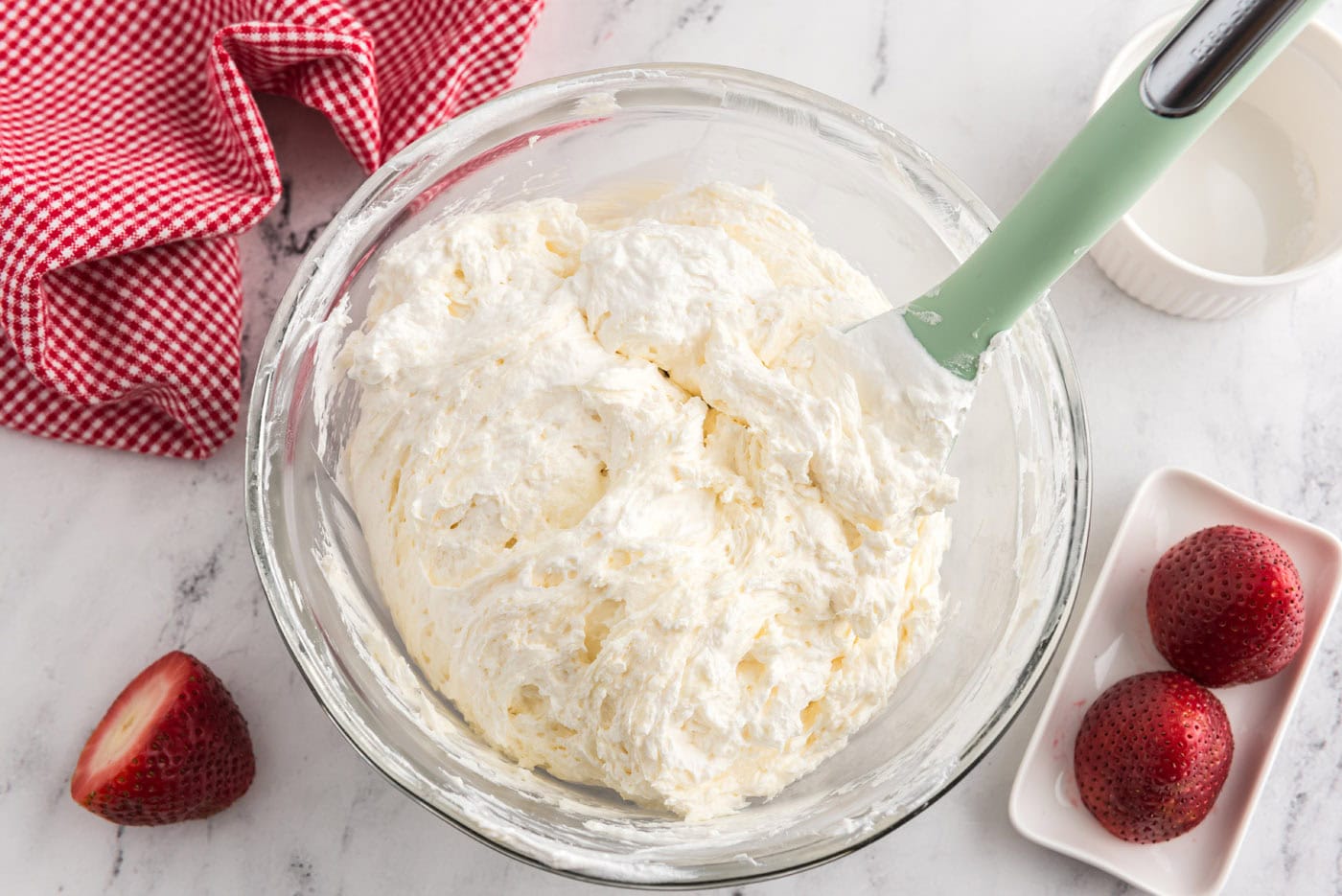 whipped cream cheese in a bowl