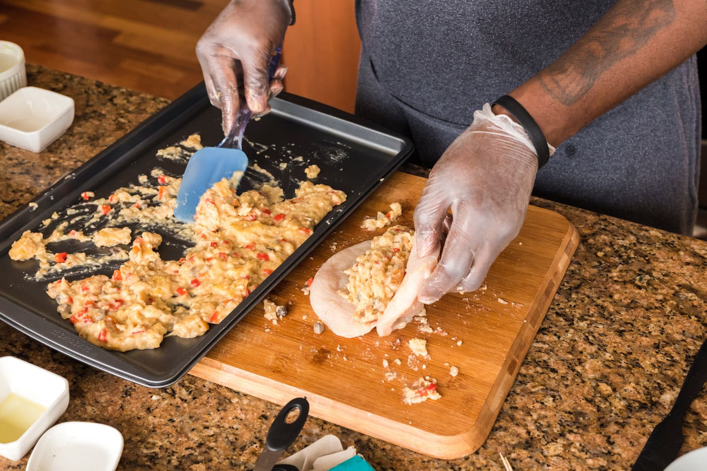 stuffing chicken breast with filling