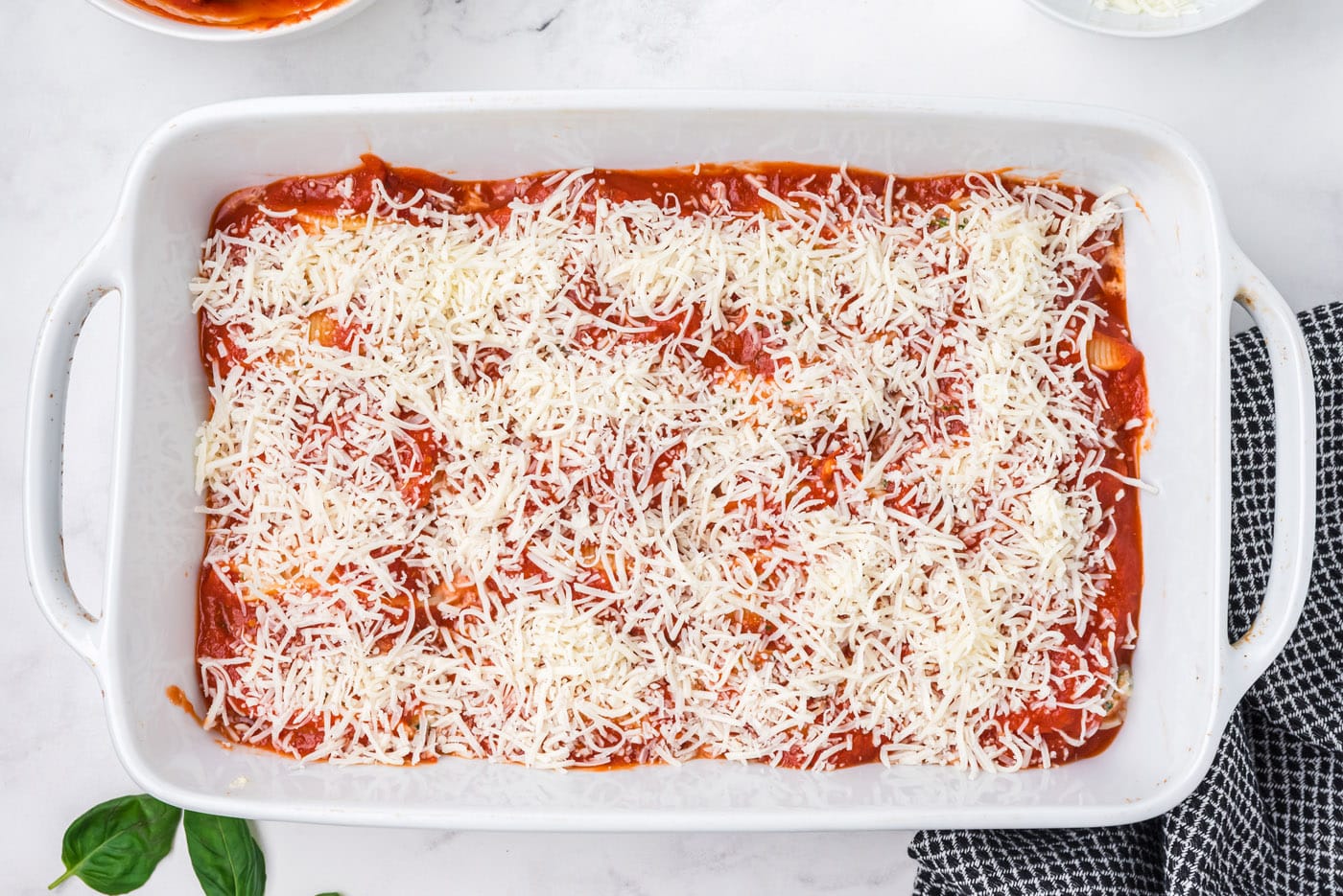 stuffed shells with marinara and mozzarella cheese