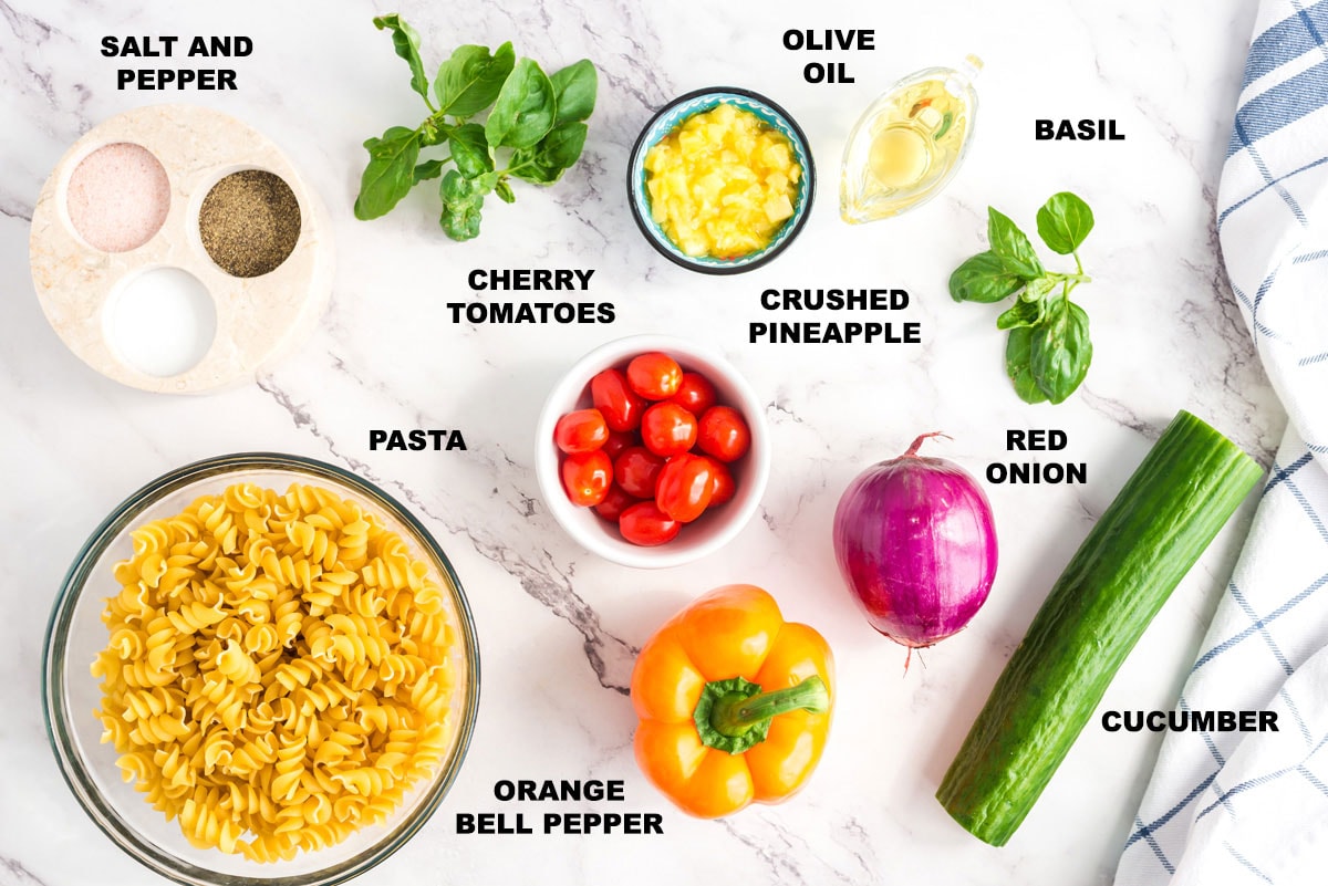 ingredients for summer pasta salad